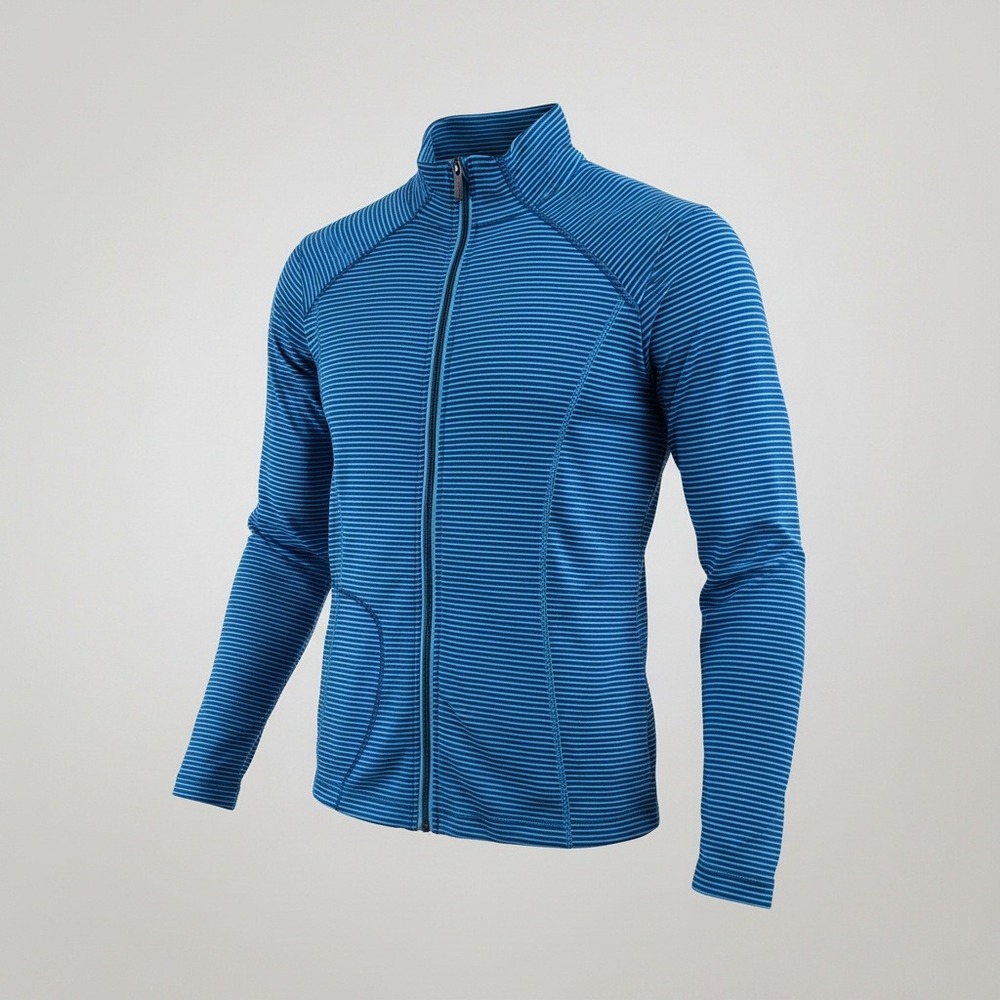 Lole Womens Blue Striped Full Zip Athletic Jacket UPF 50+ Wicking Size‎ S